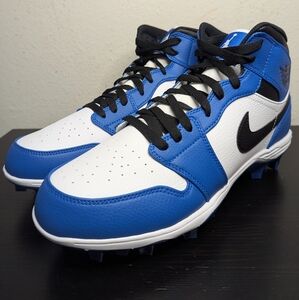 Jordan 1 Mid TD Football Cleats 'Royal Blue' (FJ6805-104) Mens Sizes New